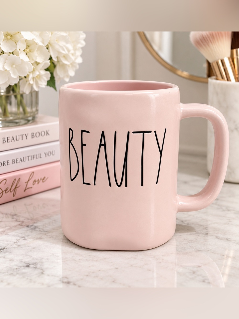 Rae Dunn Pink 'BEAUTY' Ceramic Mug